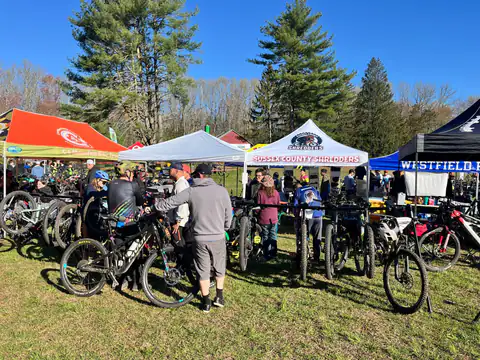 The Sussex County Shredders team tent in the pit area at a New Jersey league race.
